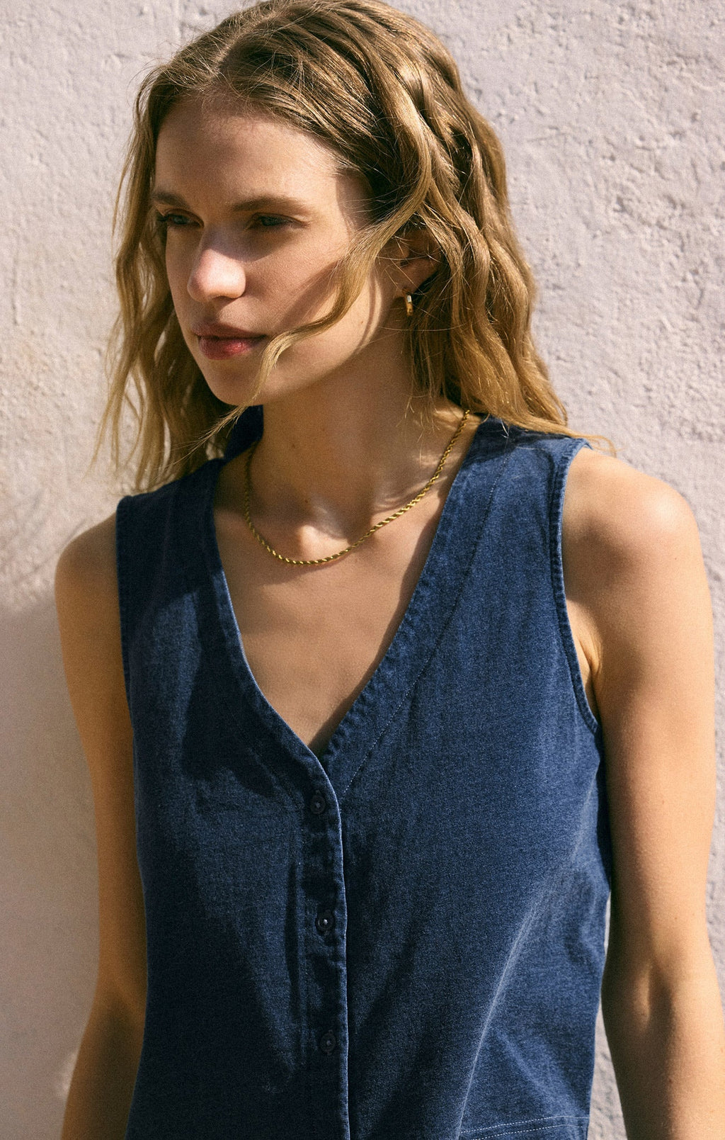 Solace V-Neck Jersey Denim Tank