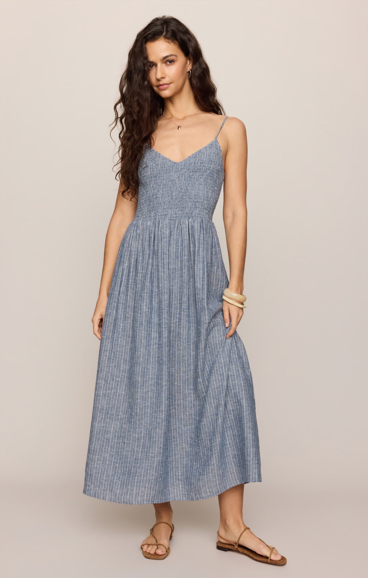 Romy Striped Linen Maxi Dress