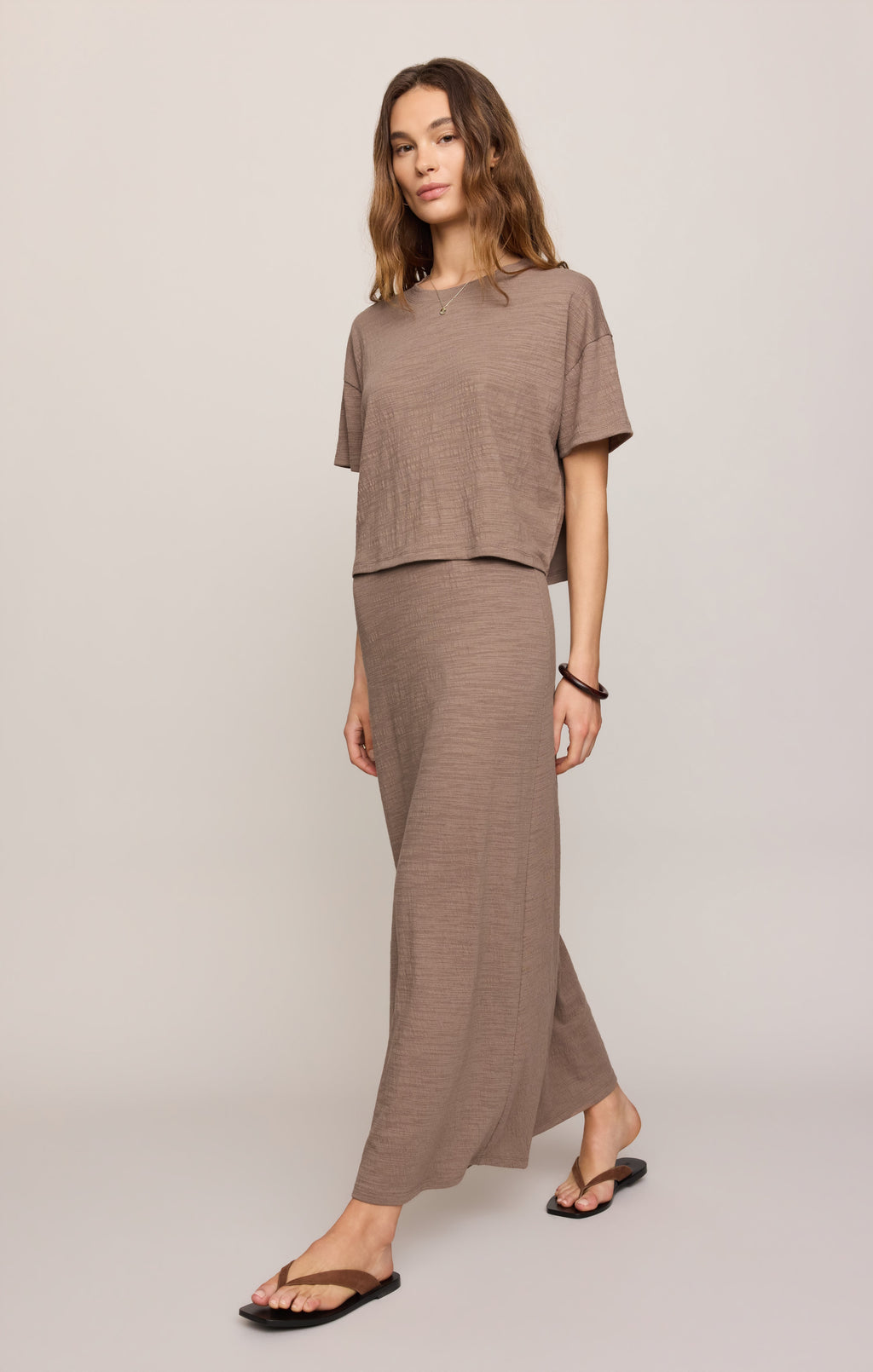 Delavine Textured Midi Skirt
