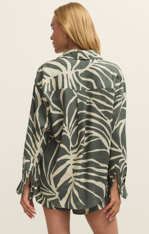 Alfie Tova Palm Linen Button Up