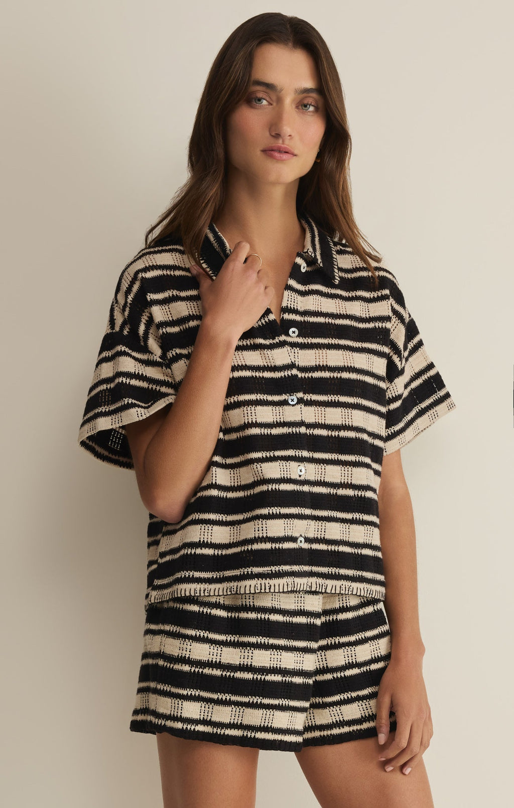 Monaco Stripe Button Up