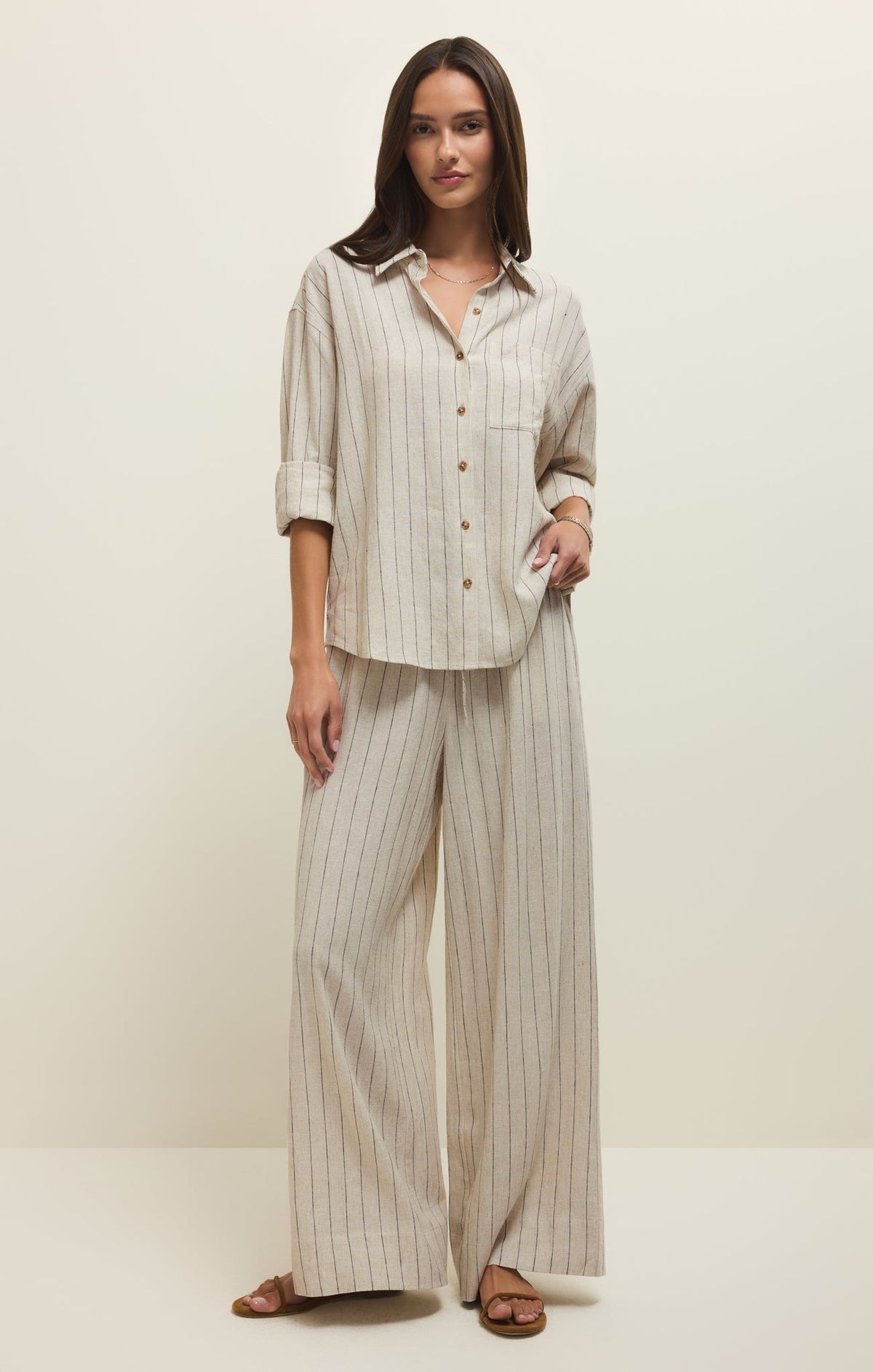Alfie Striped Linen Button Up