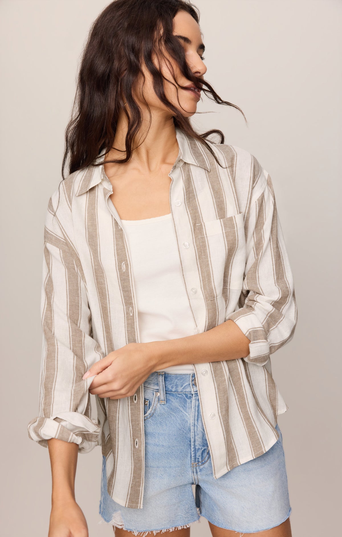 Perfect Striped Linen Button Up