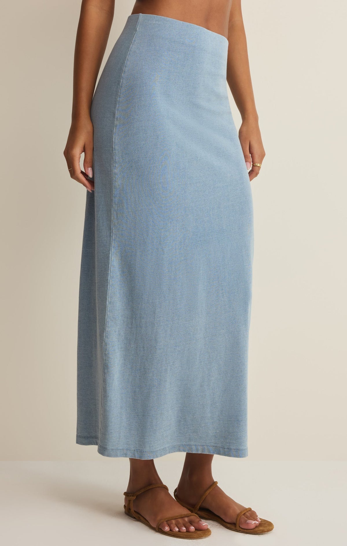Gail Jersey Denim Midi Skirt