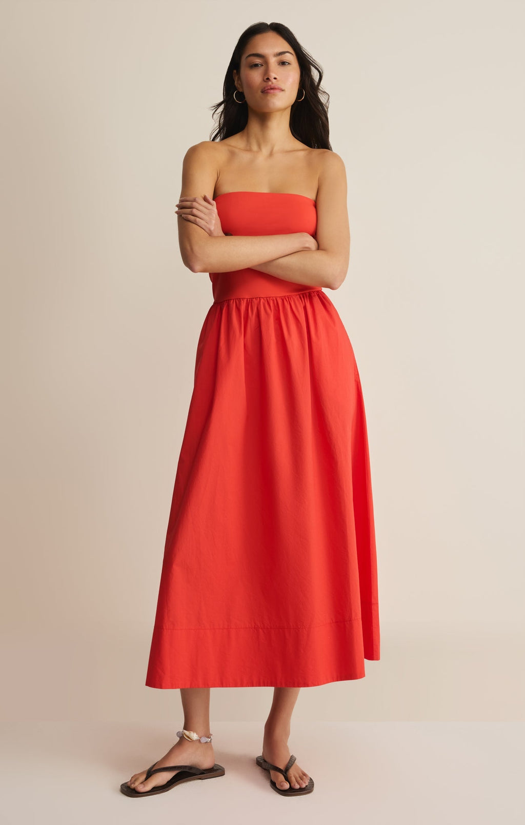 Sunsought Strapless Midi Dress