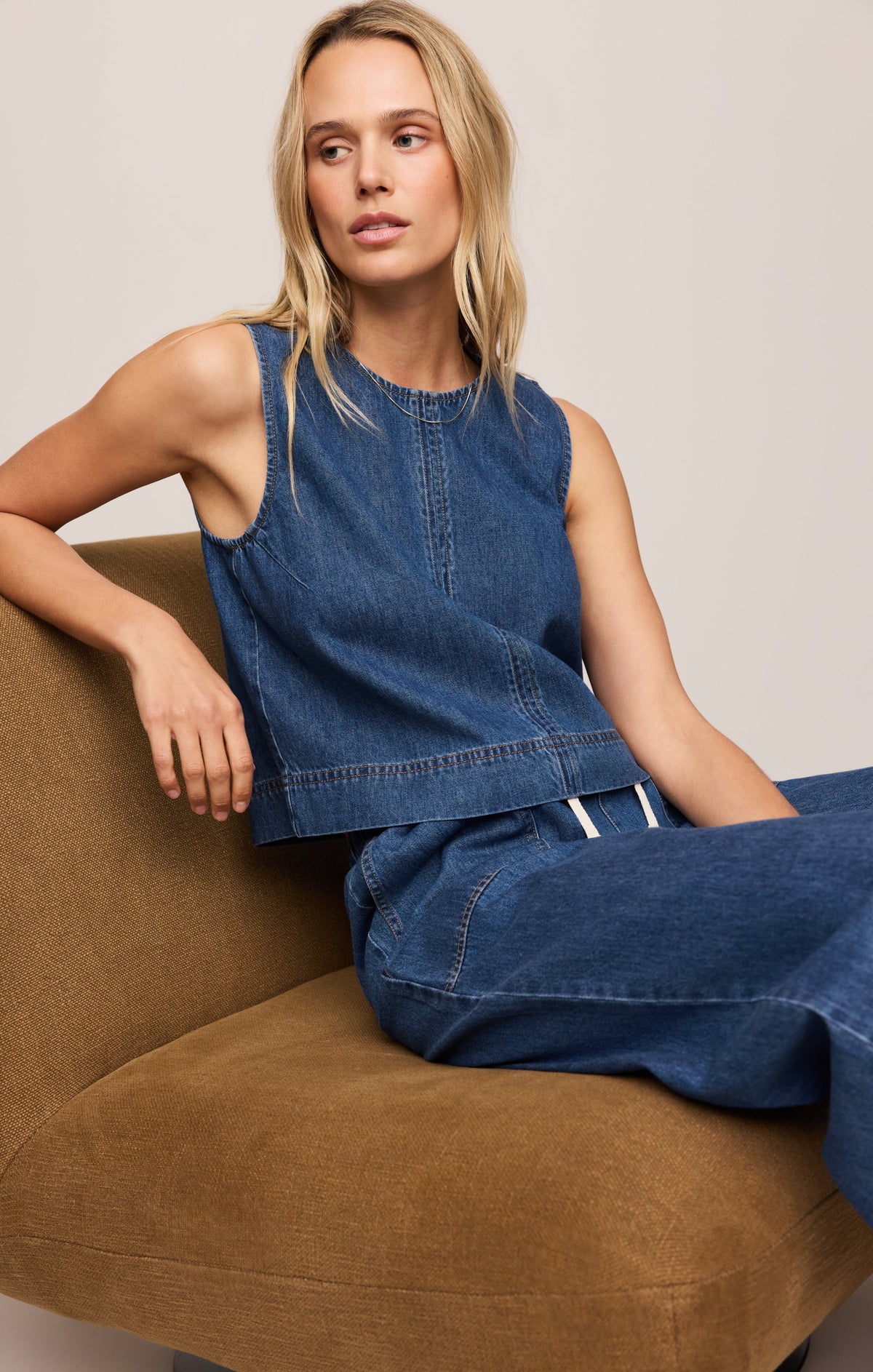 Sun Seeker Denim Cropped Tank
