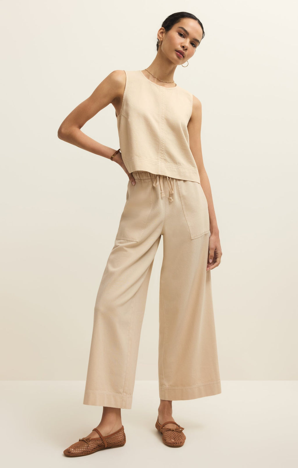 Sun Seeker Twill Cropped Tank