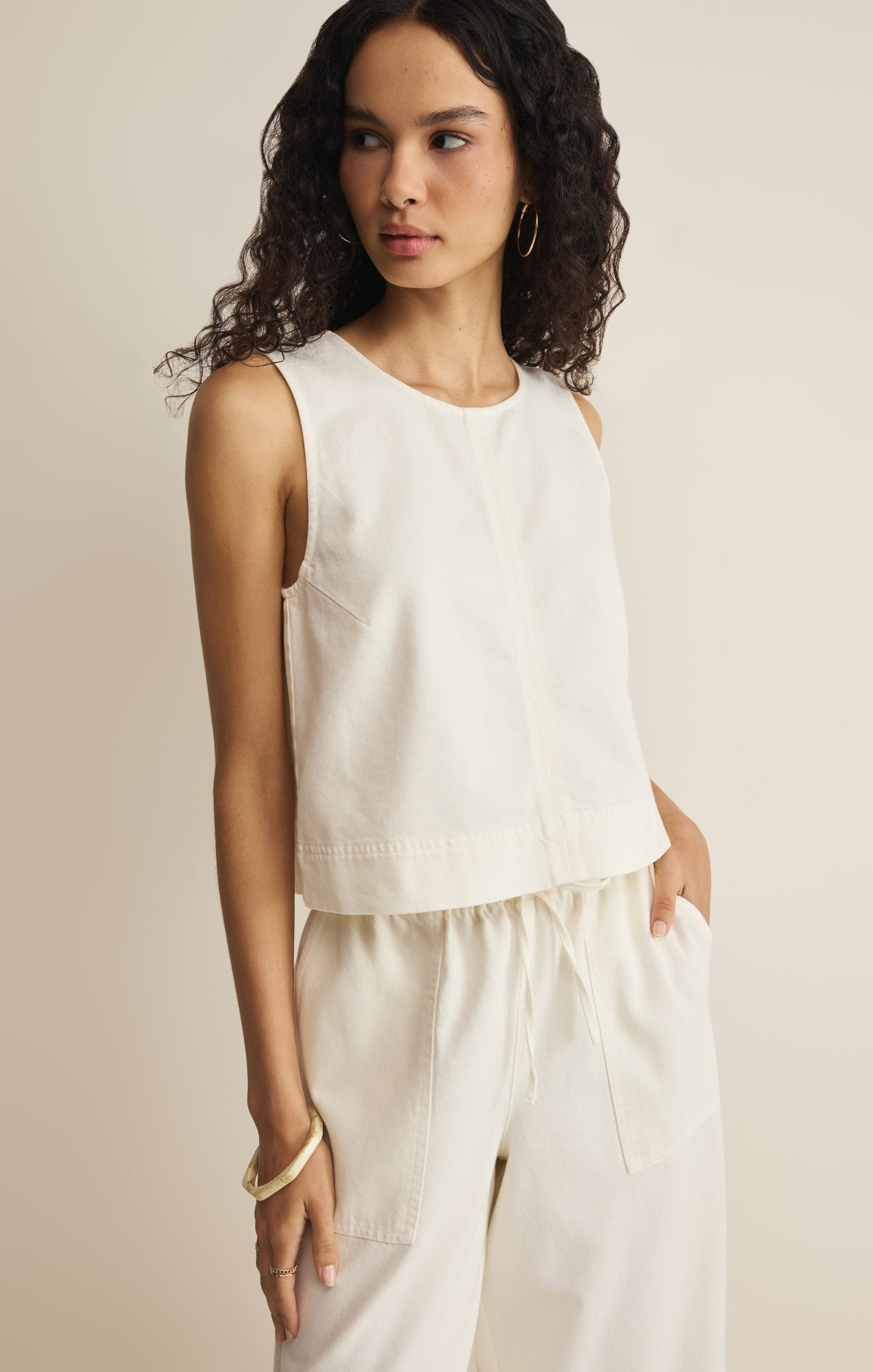 Sun Seeker Twill Cropped Tank