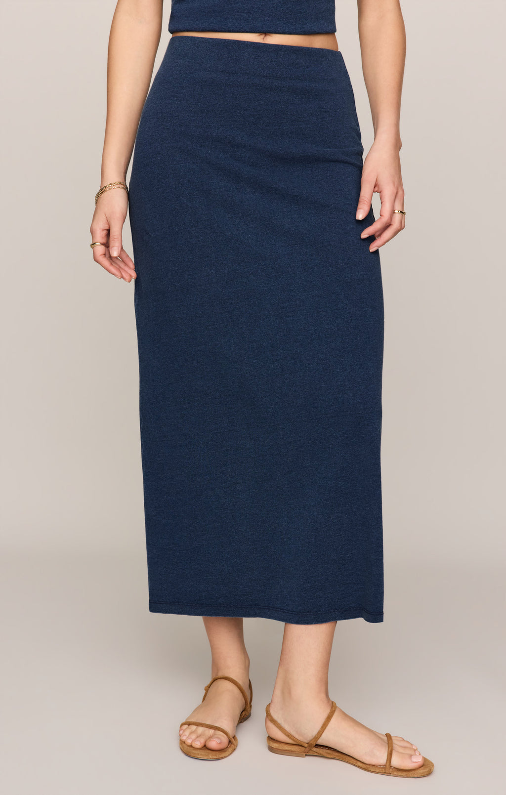 Gail Jersey Denim Midi Skirt