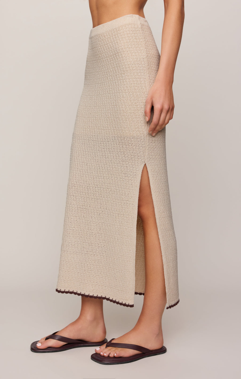 Yessenia Whipstitch Midi Skirt