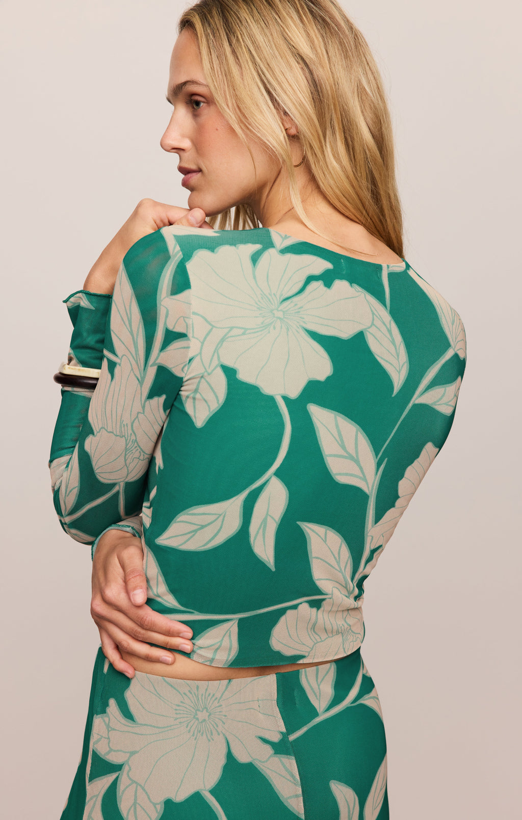 Taysha Bloom Floral Mesh Top