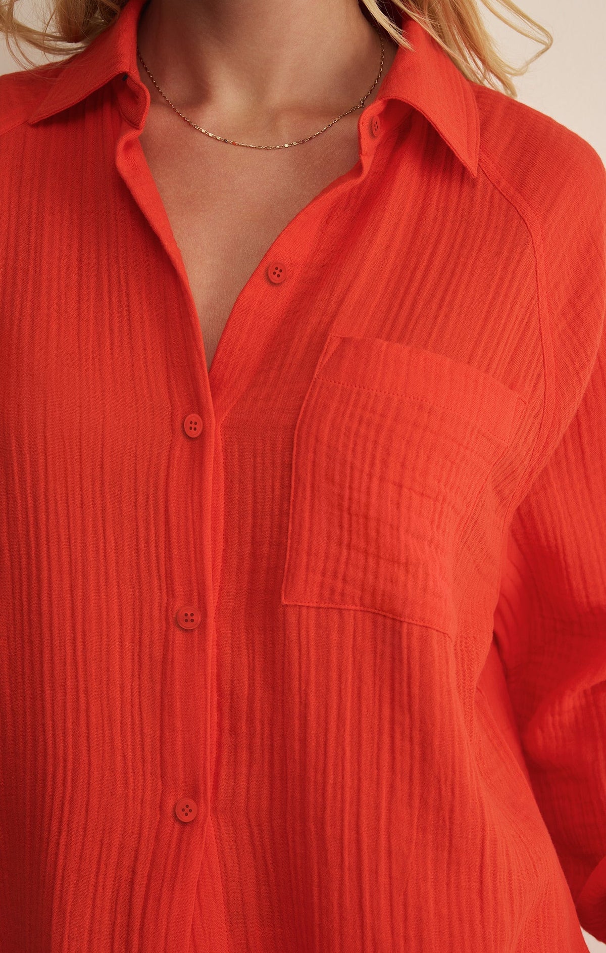 The Perfect Airy Gauze Button Up