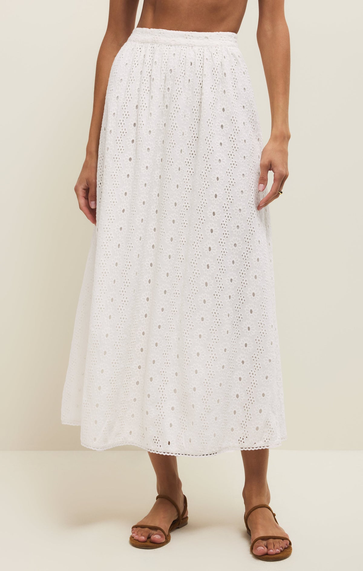 Bria Eyelet Midi Skirt