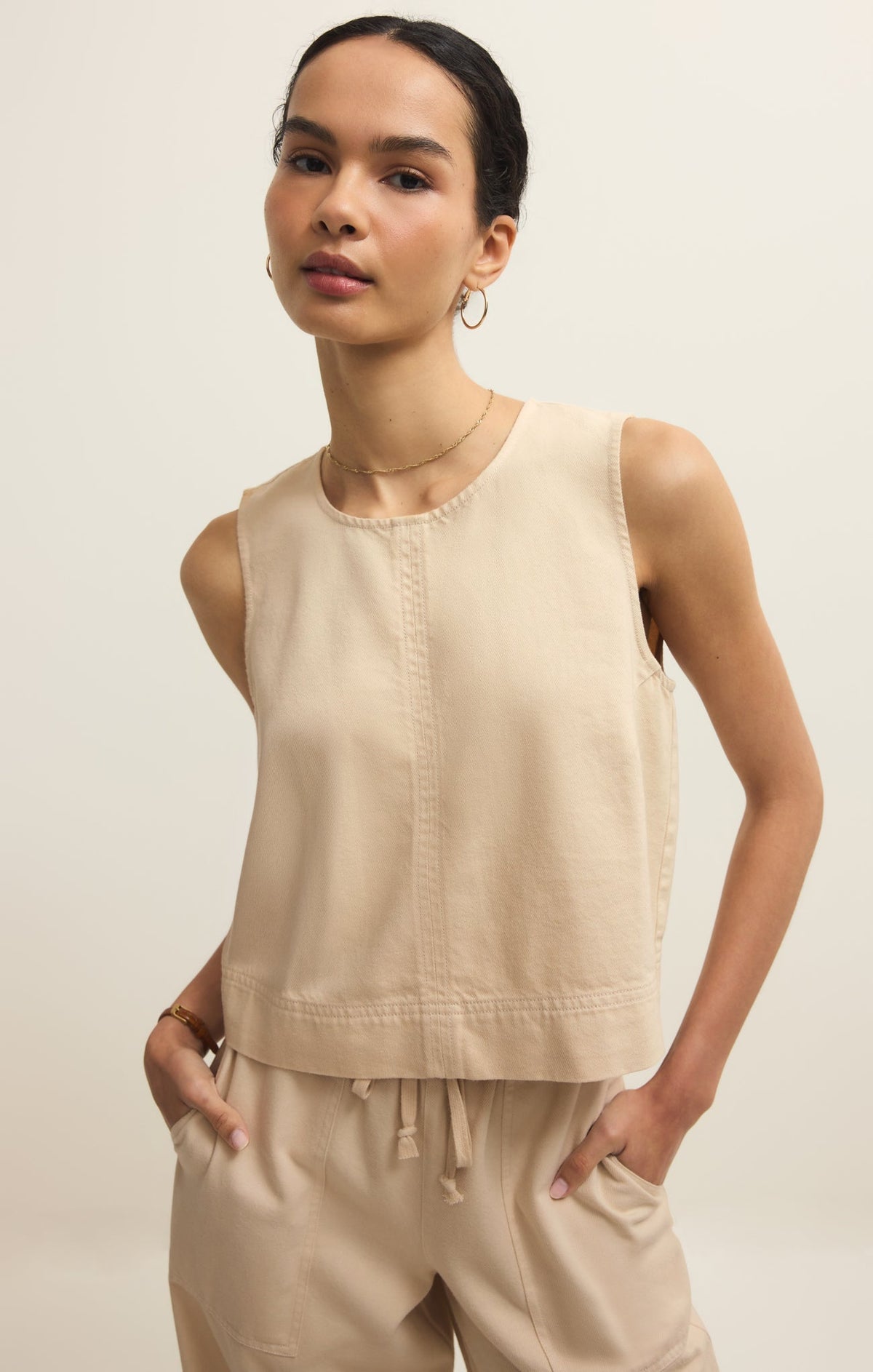Sun Seeker Twill Cropped Tank