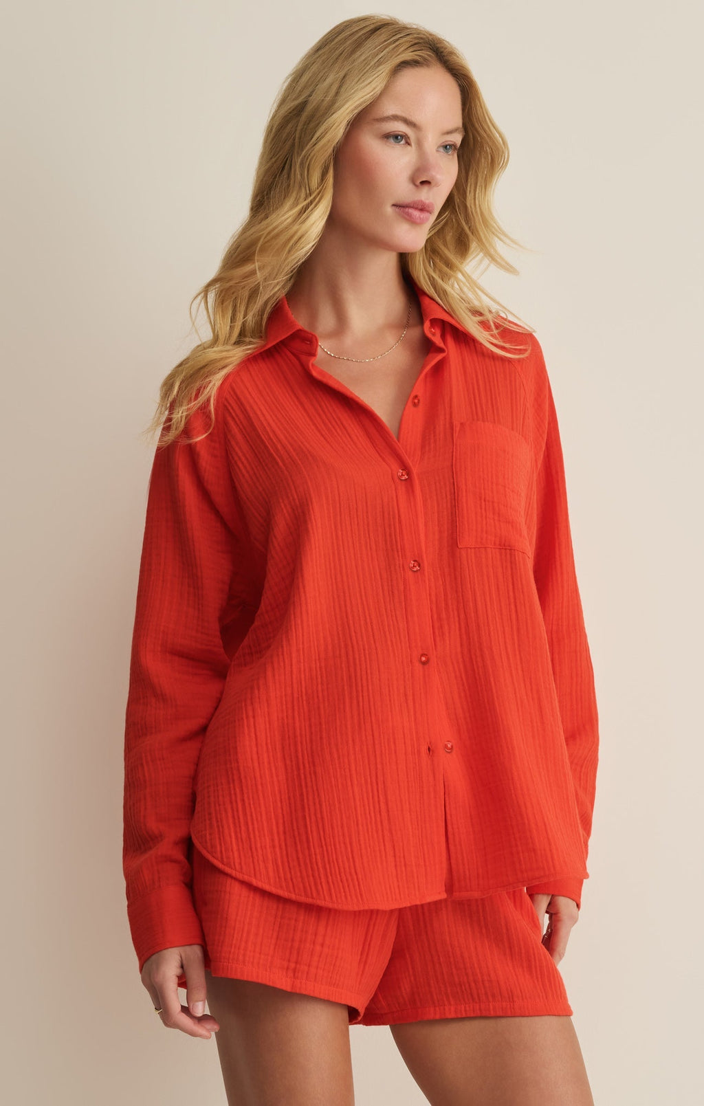 The Perfect Airy Gauze Button Up
