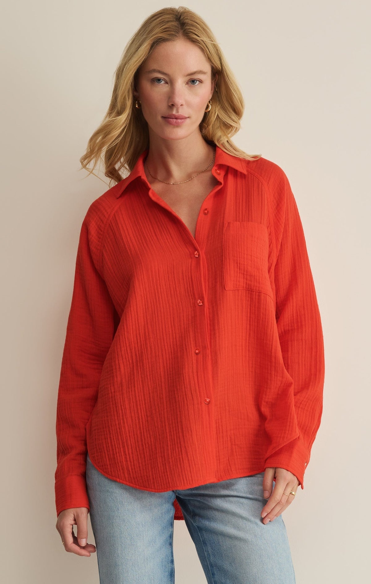 The Perfect Airy Gauze Button Up