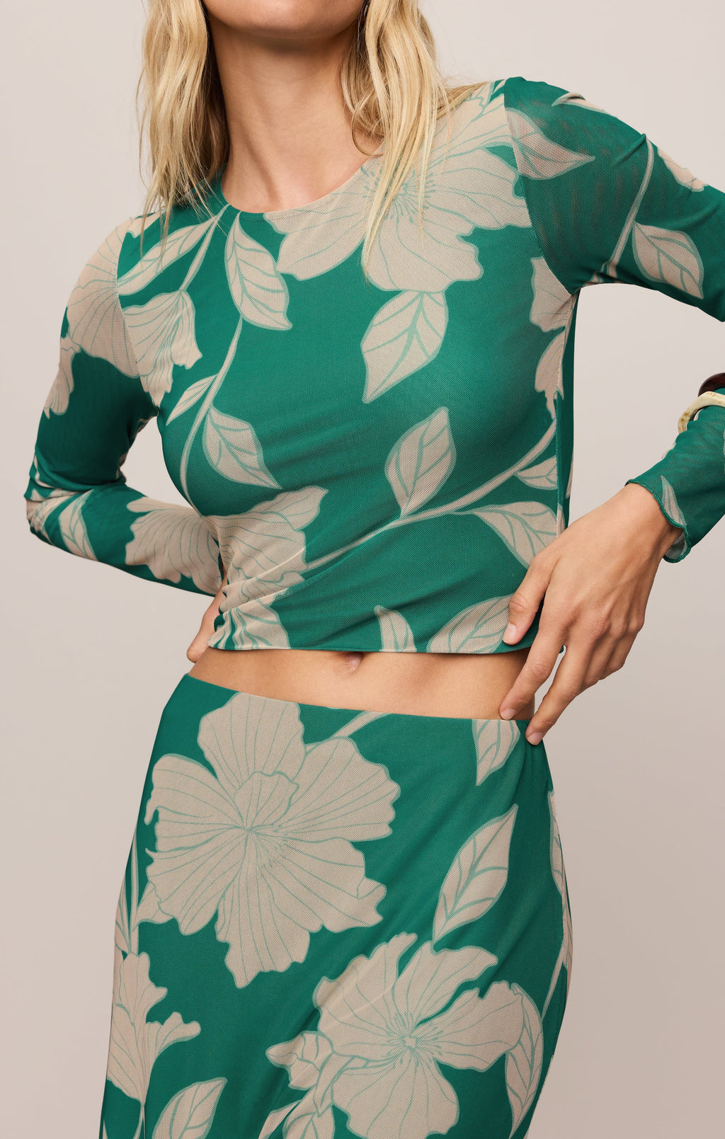 Taysha Bloom Floral Mesh Top