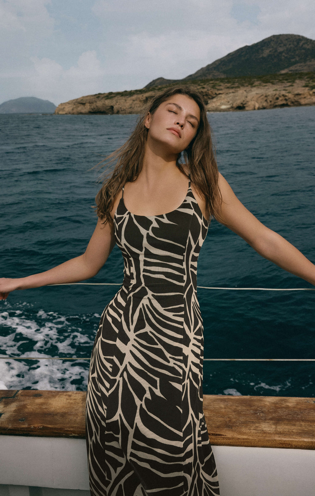 Charisma Tova Palm Mesh Maxi Dress