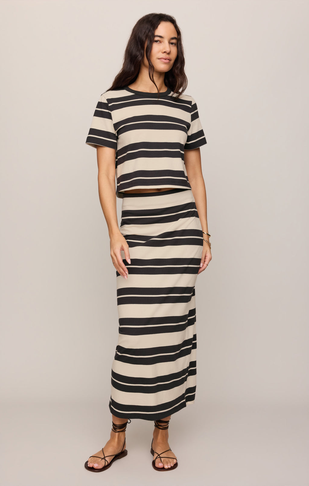 Gail Striped Midi Skirt