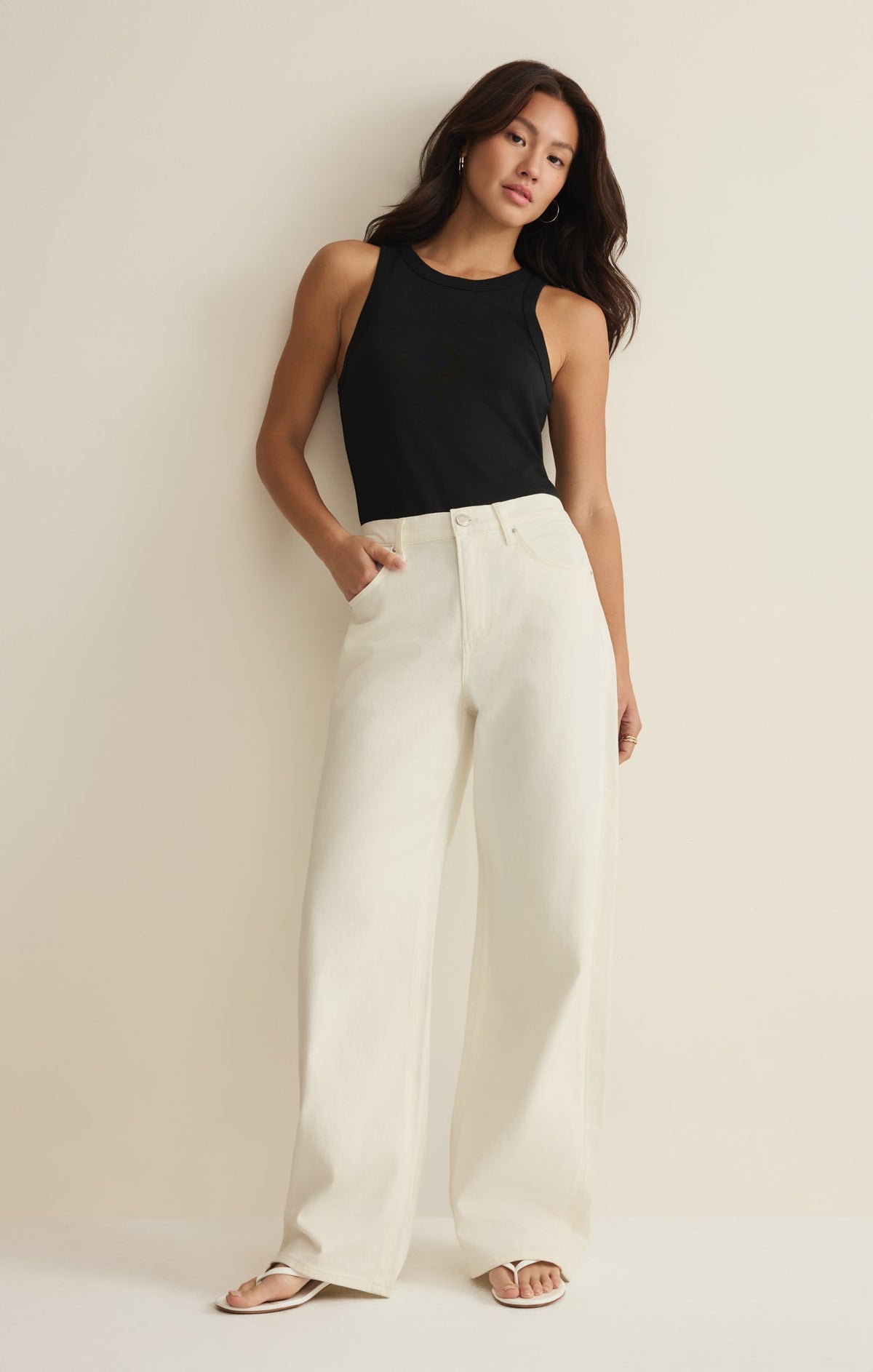 Remi High Rise Denim Bowed Pant