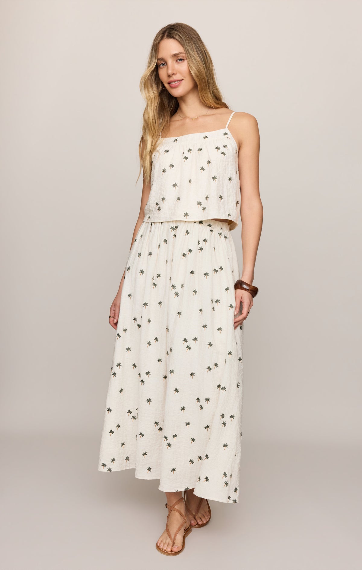 Palm Linen Midi Skirt