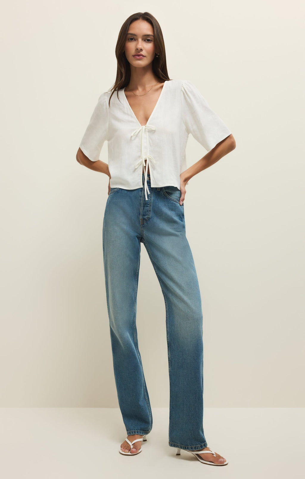 La Belle Linen Cropped Top
