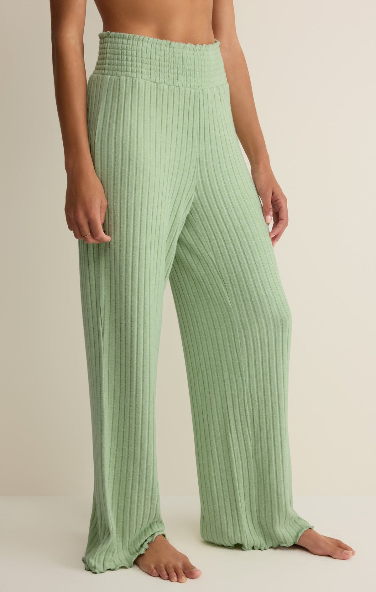 Dawn Smocked Silky Rib Pant