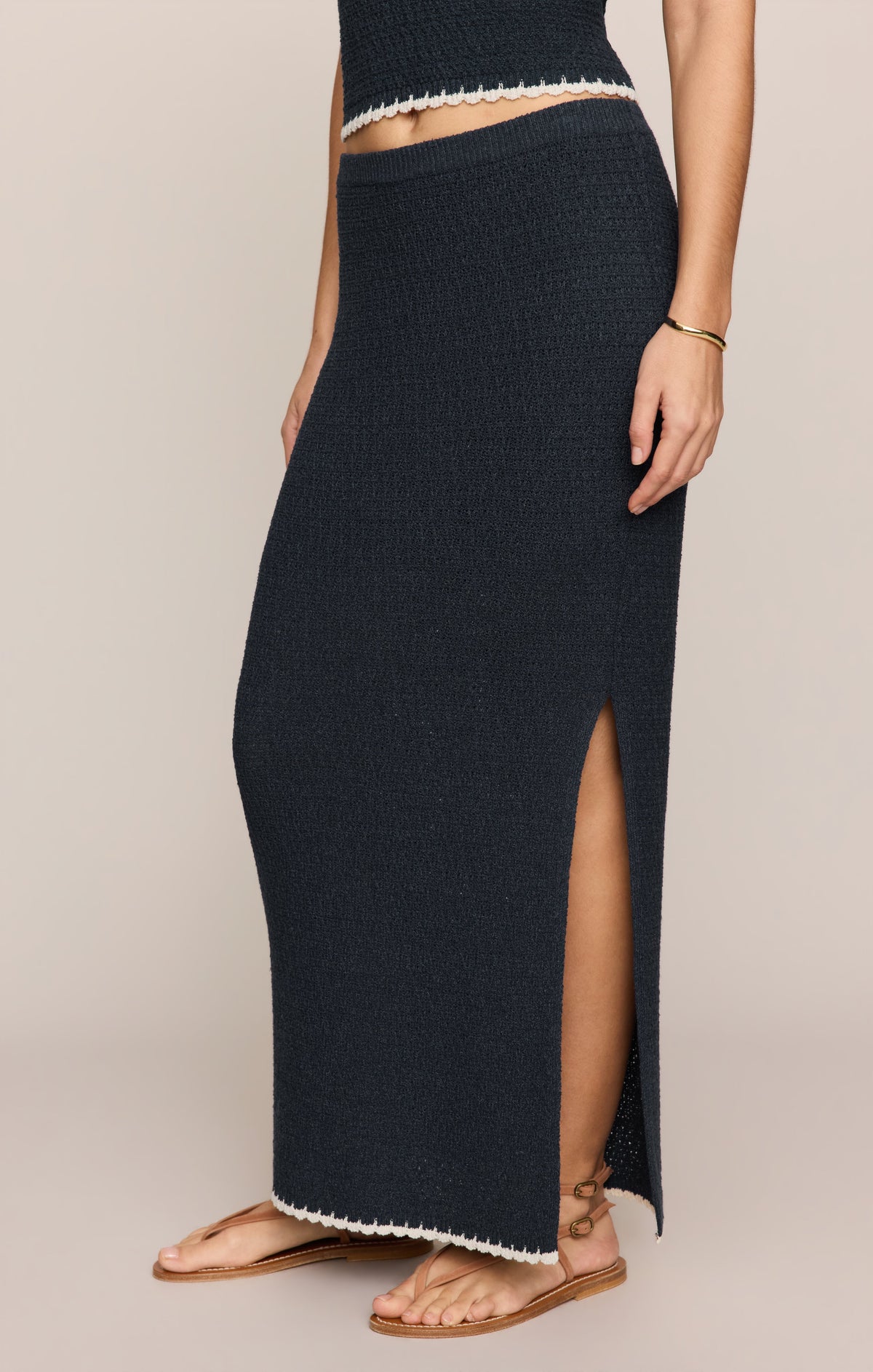 Yessenia Whipstitch Midi Skirt