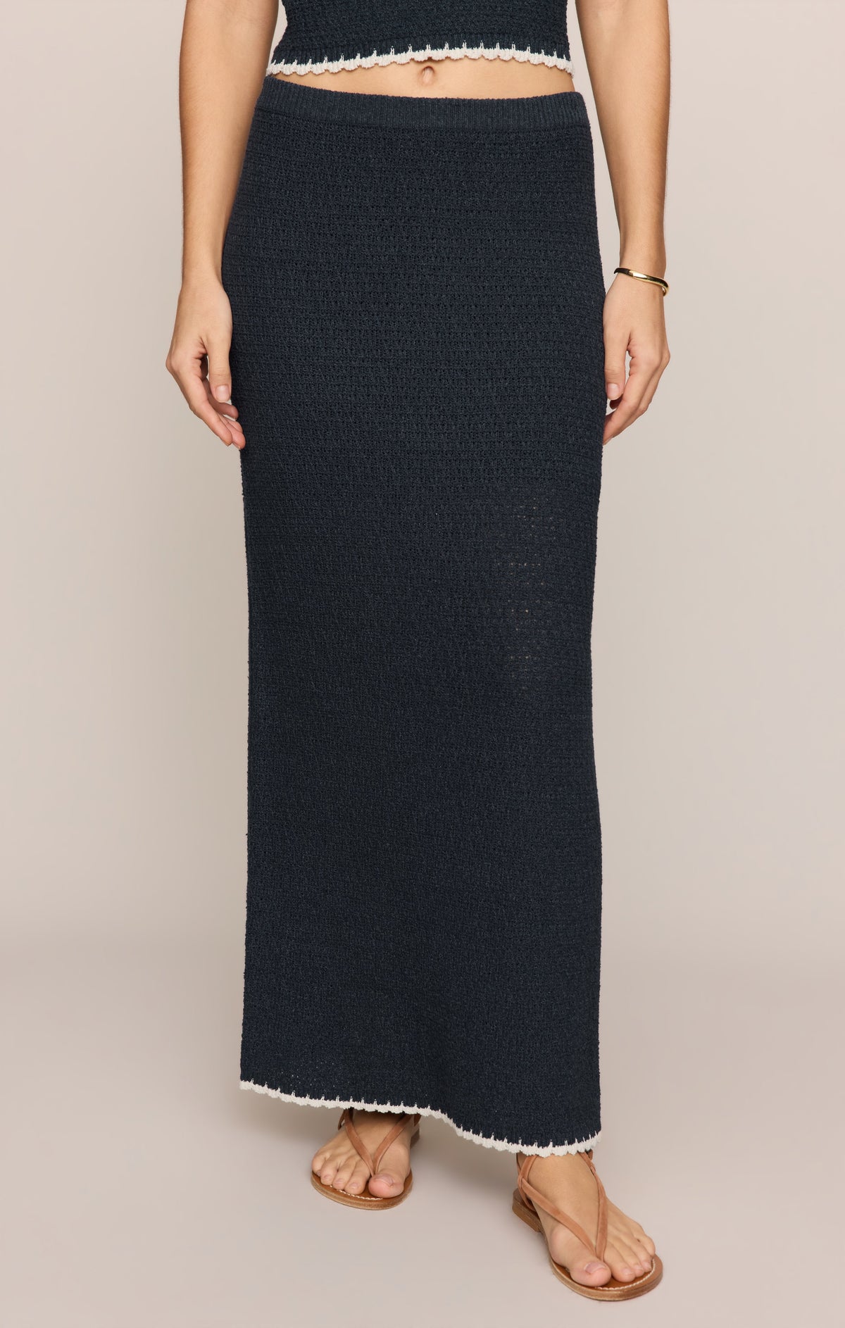 Yessenia Whipstitch Midi Skirt