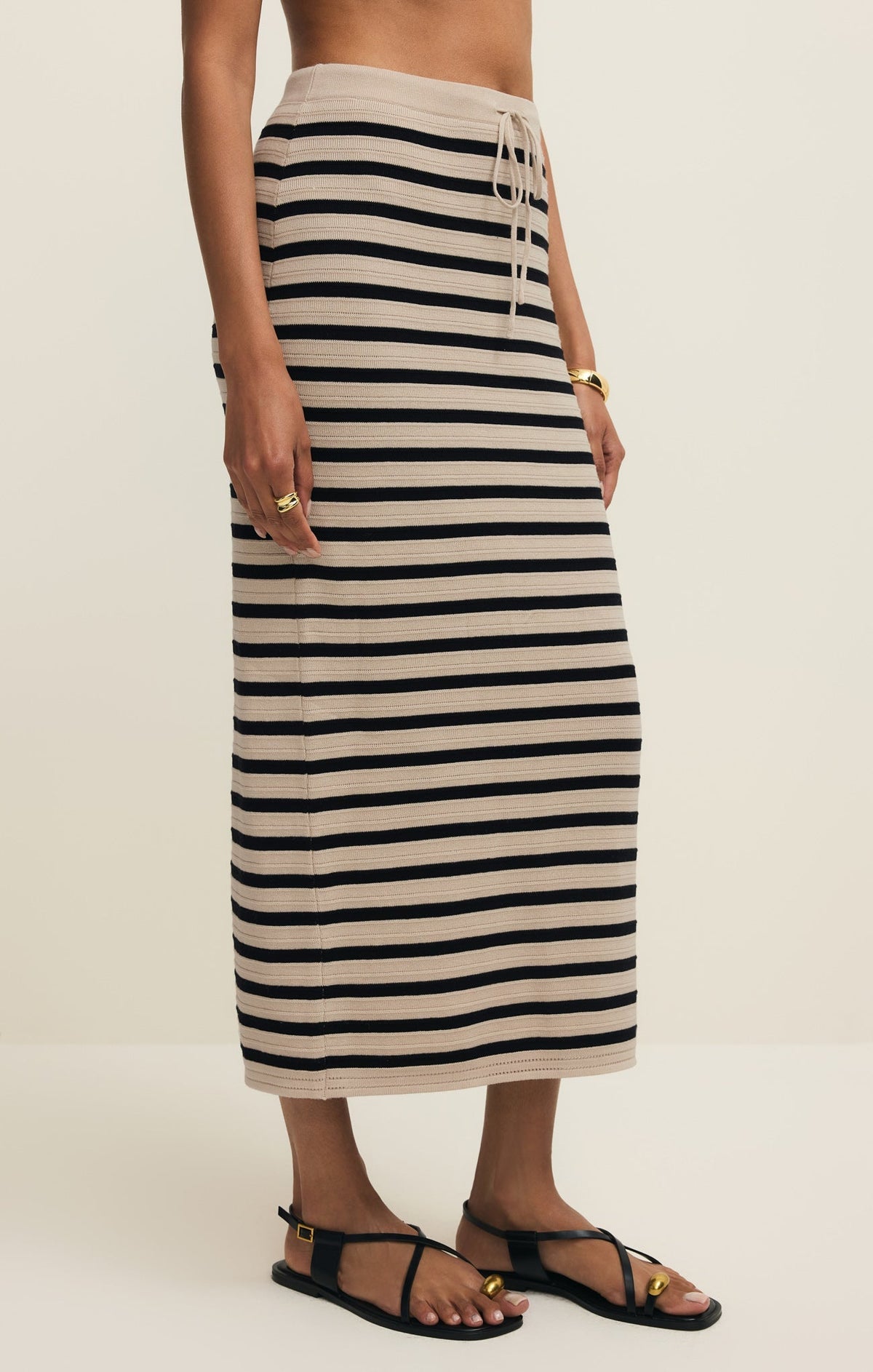 Emori Striped Midi Skirt