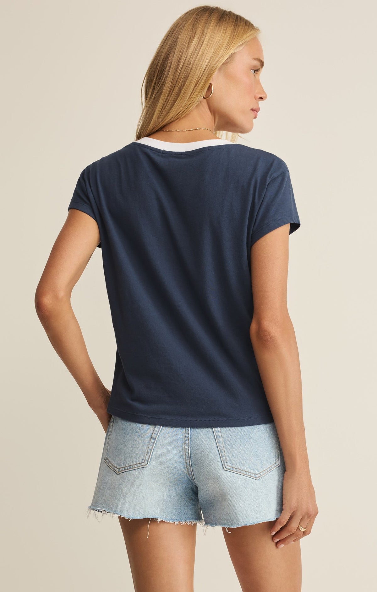 Modern Contrast V-Neck Tee
