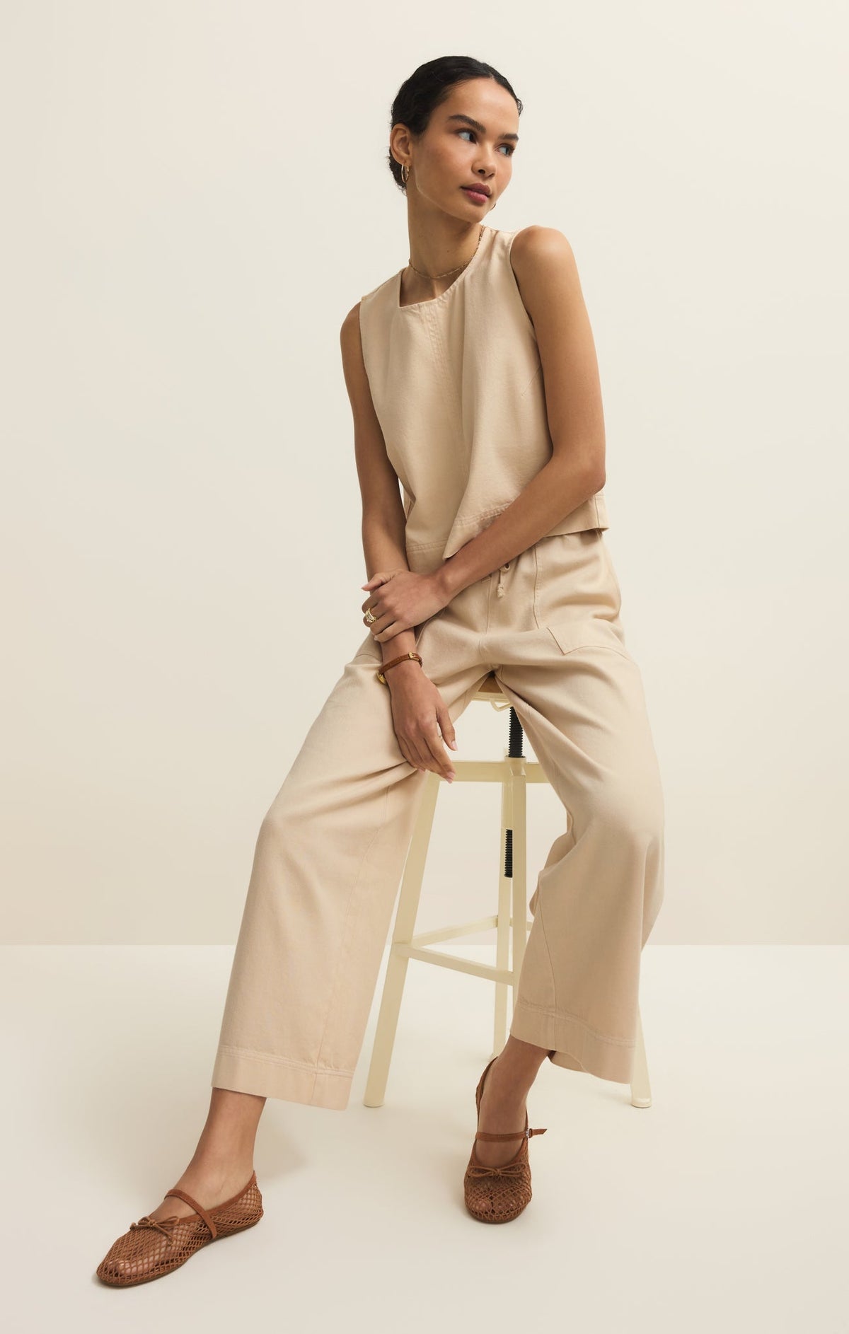 Sun Seeker Twill Cropped Tank