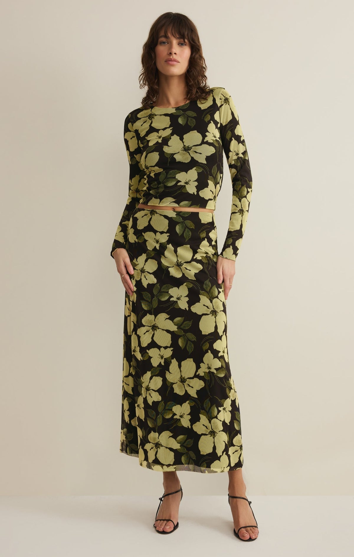 Eda Ren Floral Mesh Maxi Skirt