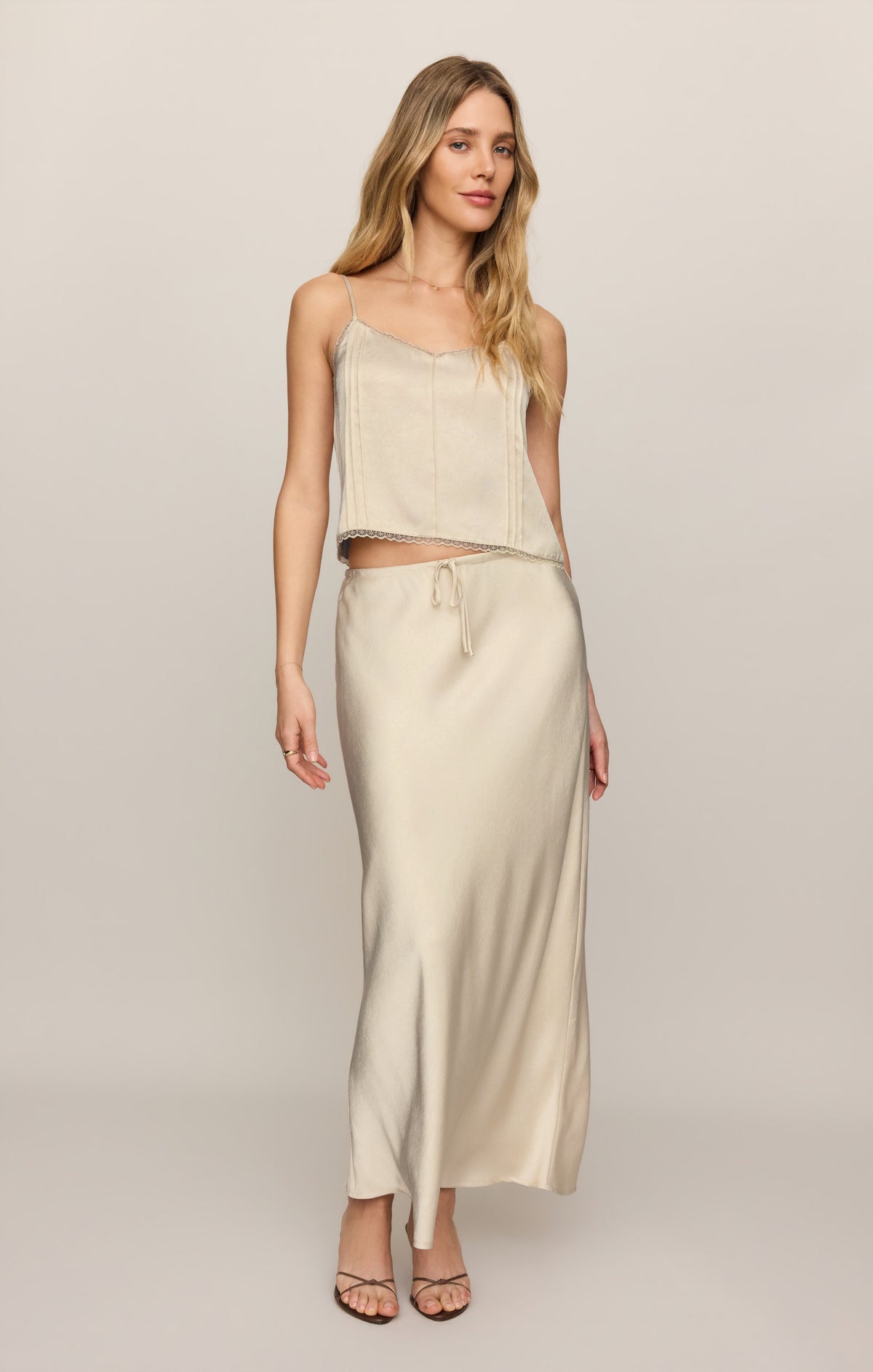 Viva Satin Midi Skirt