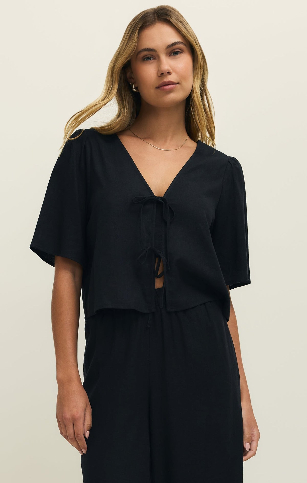 La Belle Linen Cropped Top