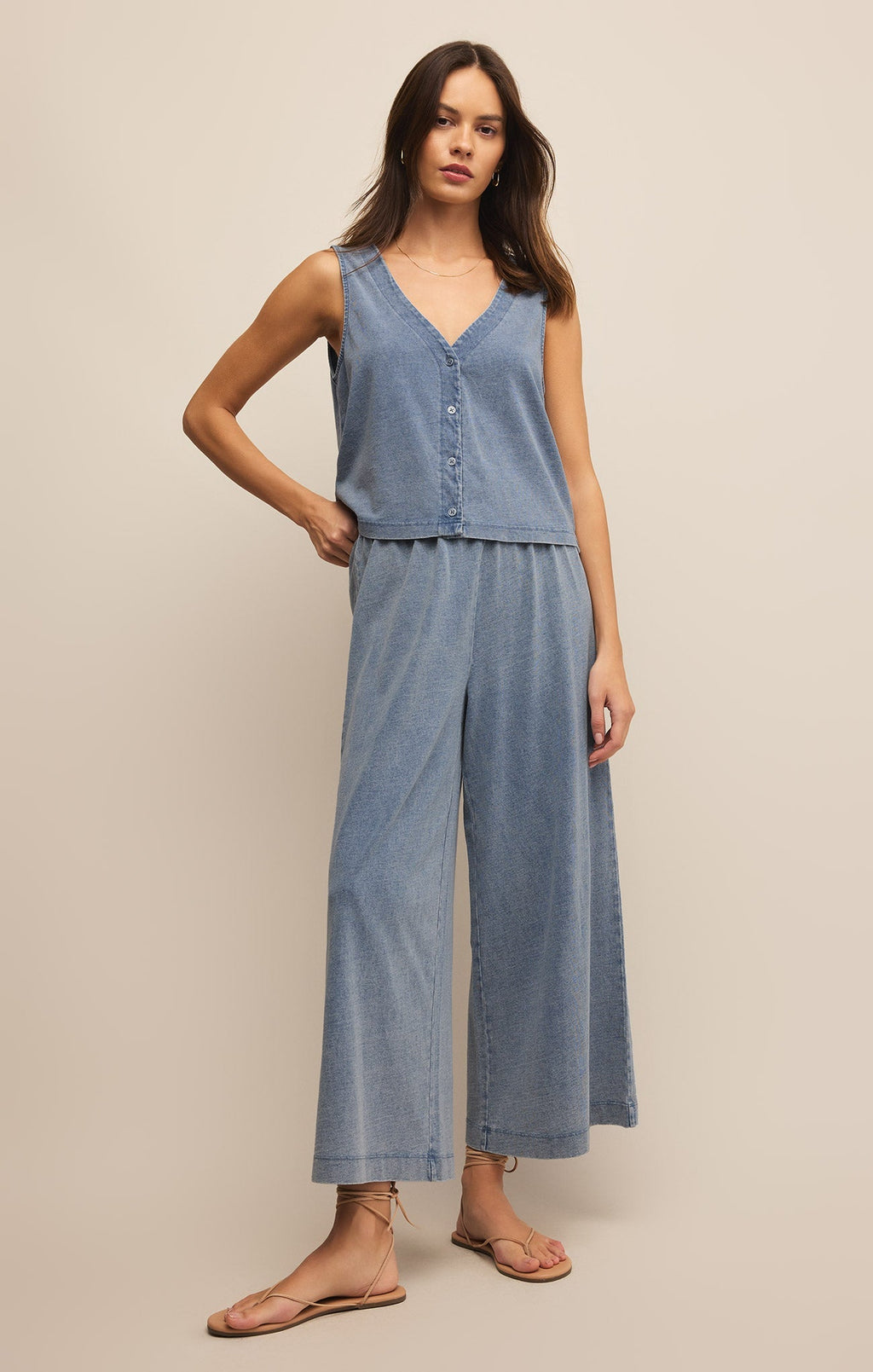 Solace V-Neck Jersey Denim Tank