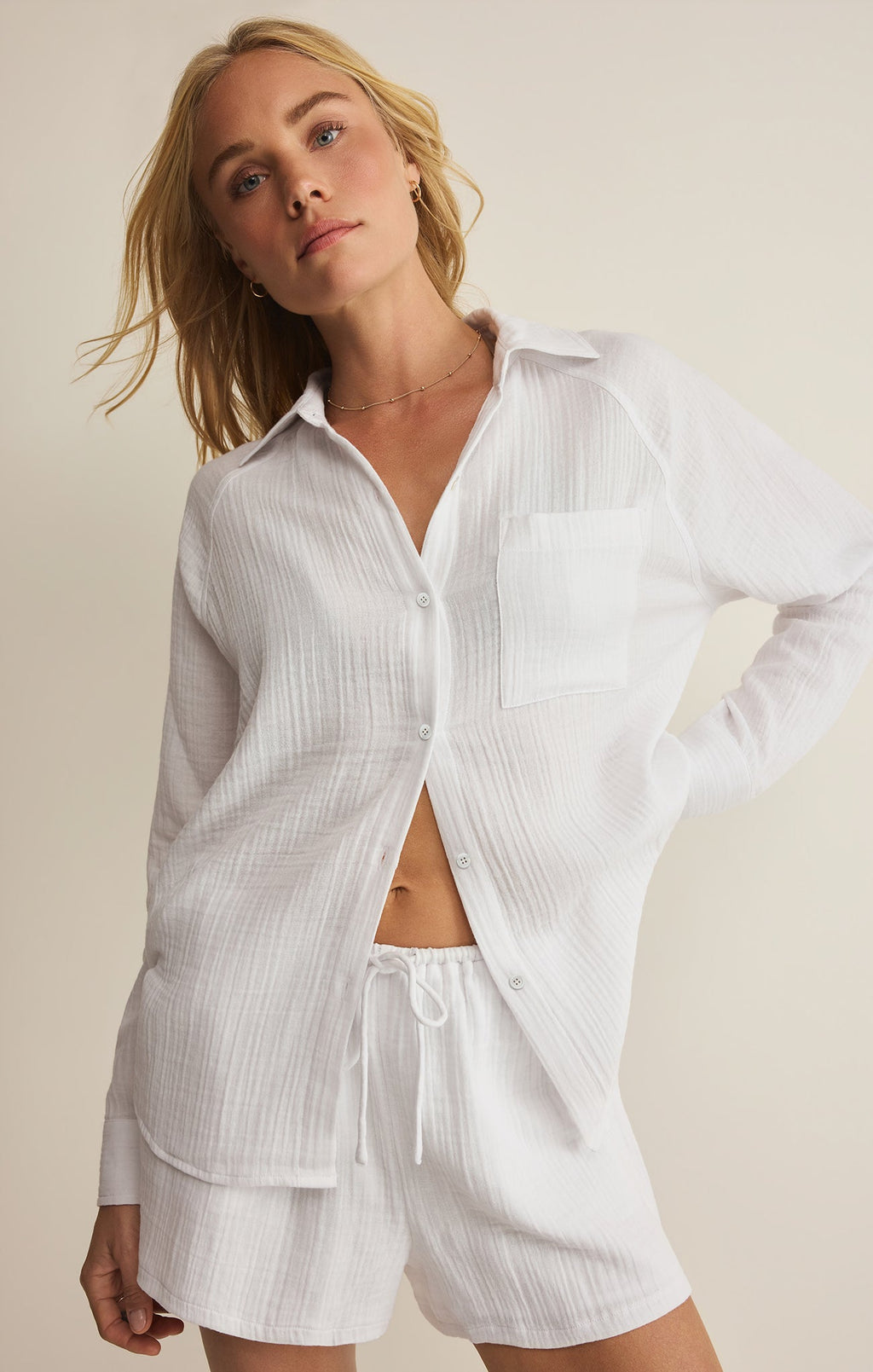 The Perfect Airy Gauze Button Up