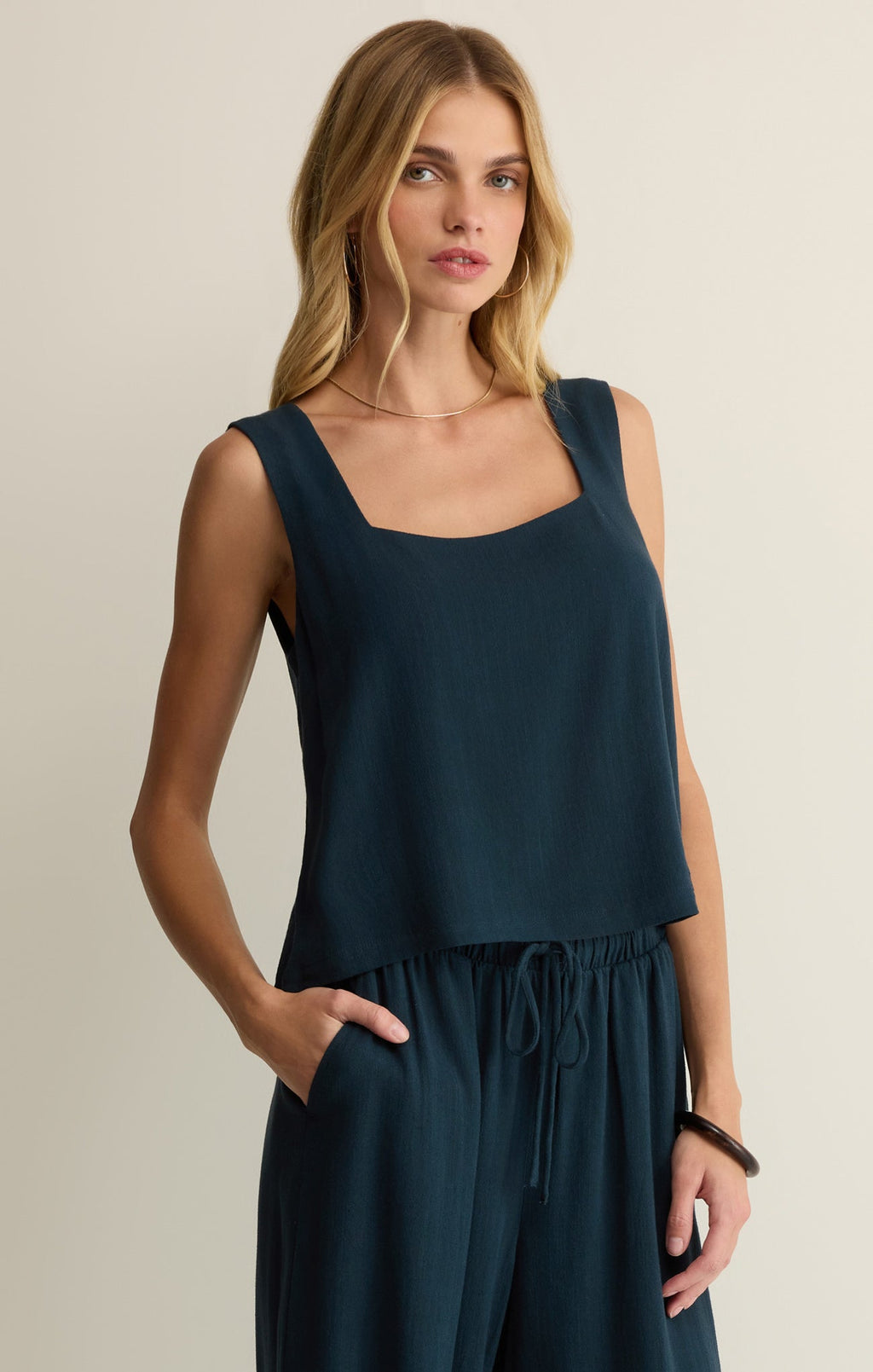Charli Cropped Linen Tank