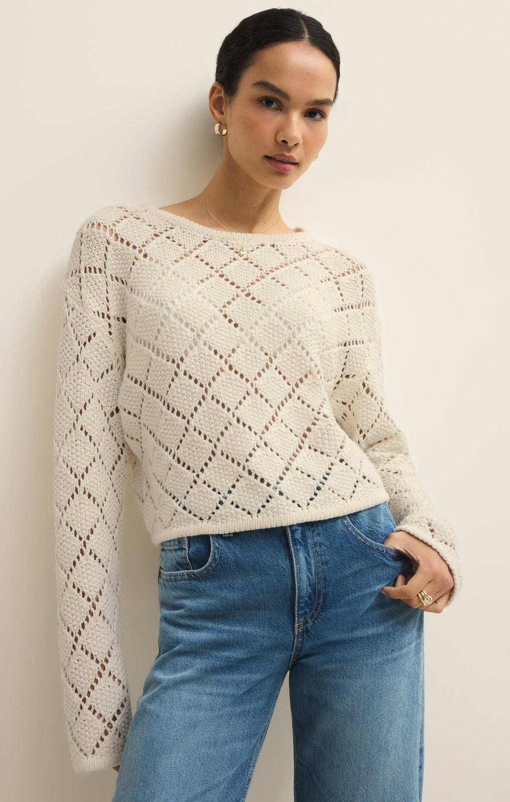 Hullen Diamond Crochet Sweater
