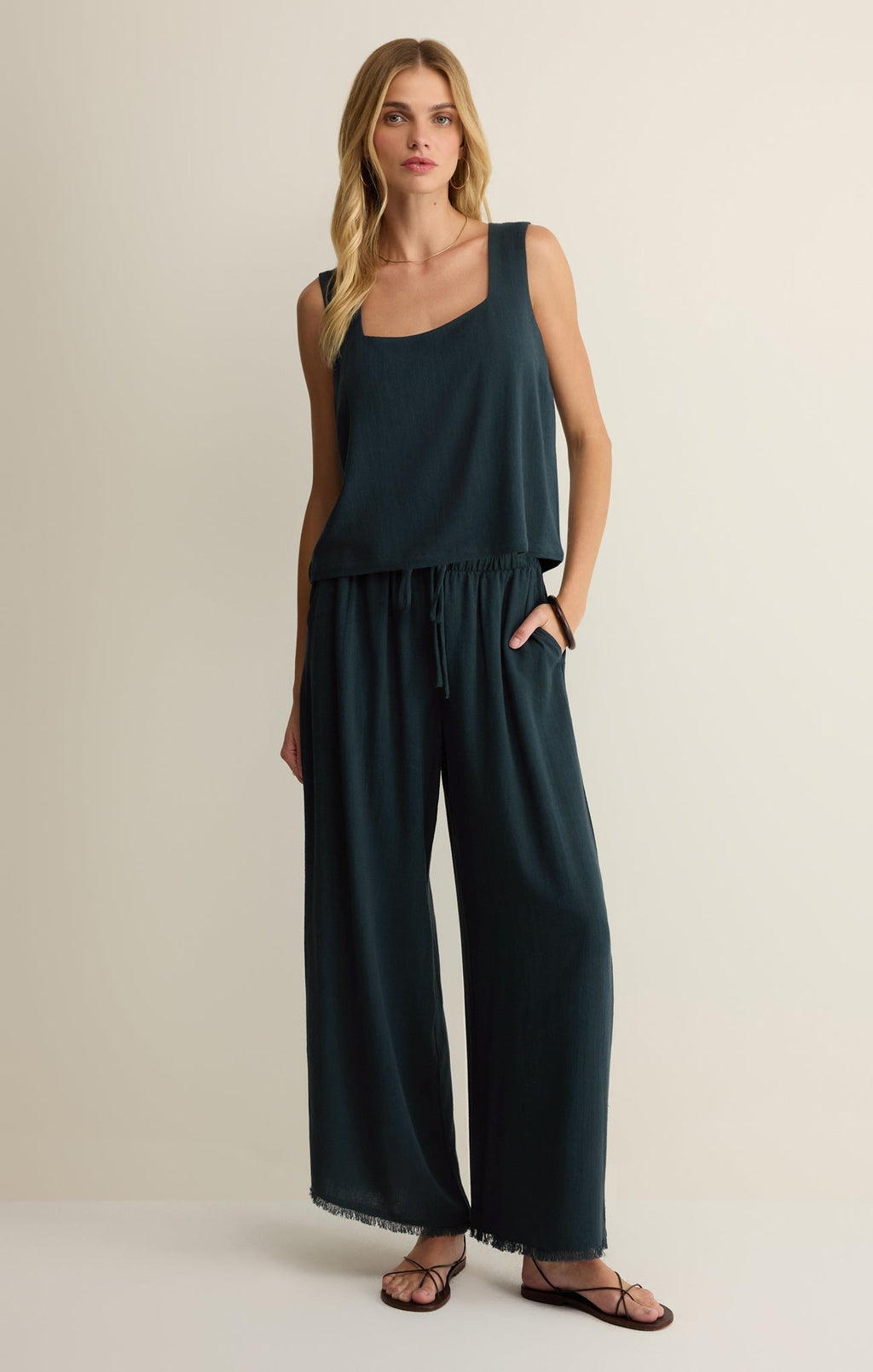 Charli Cropped Linen Tank