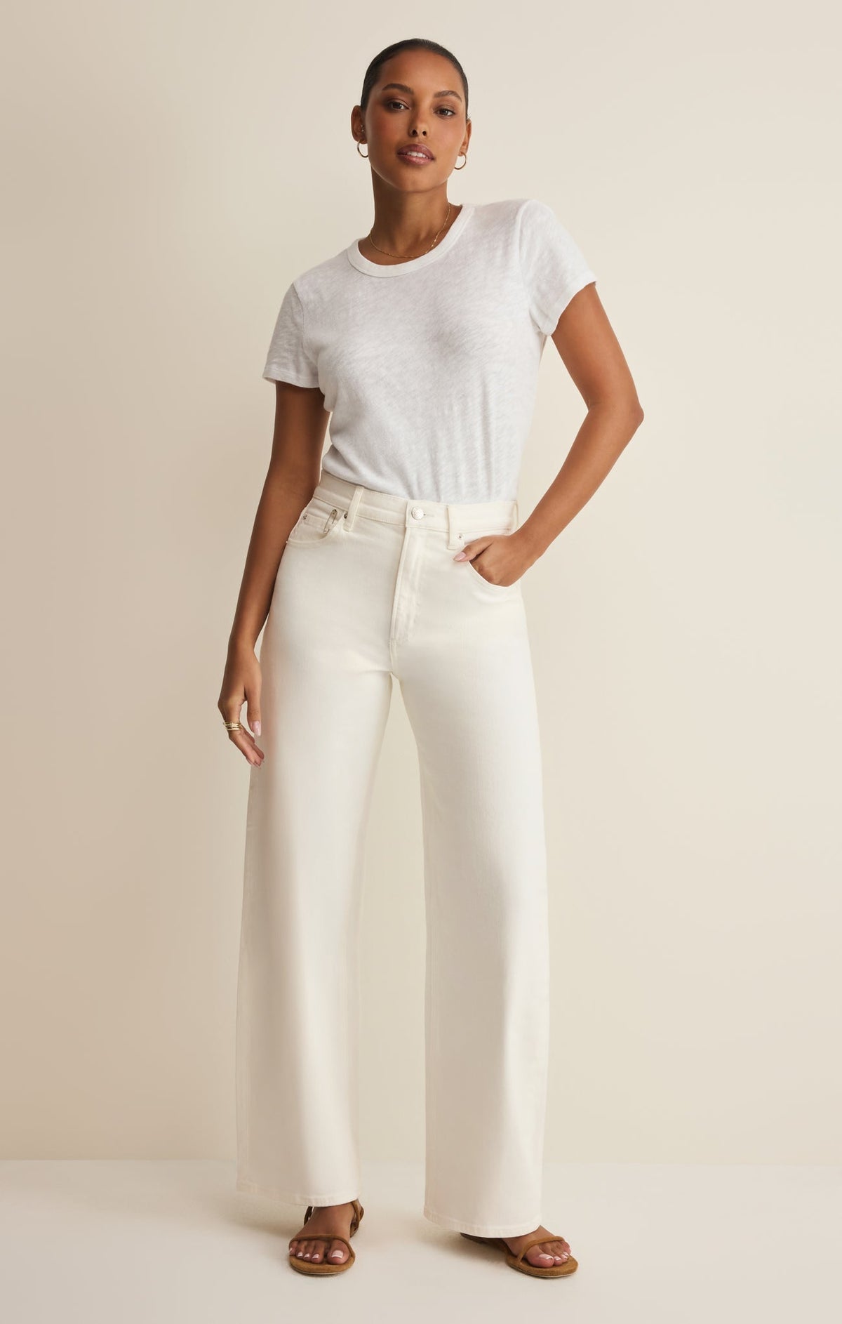 Remi High Rise Denim Bowed Pant