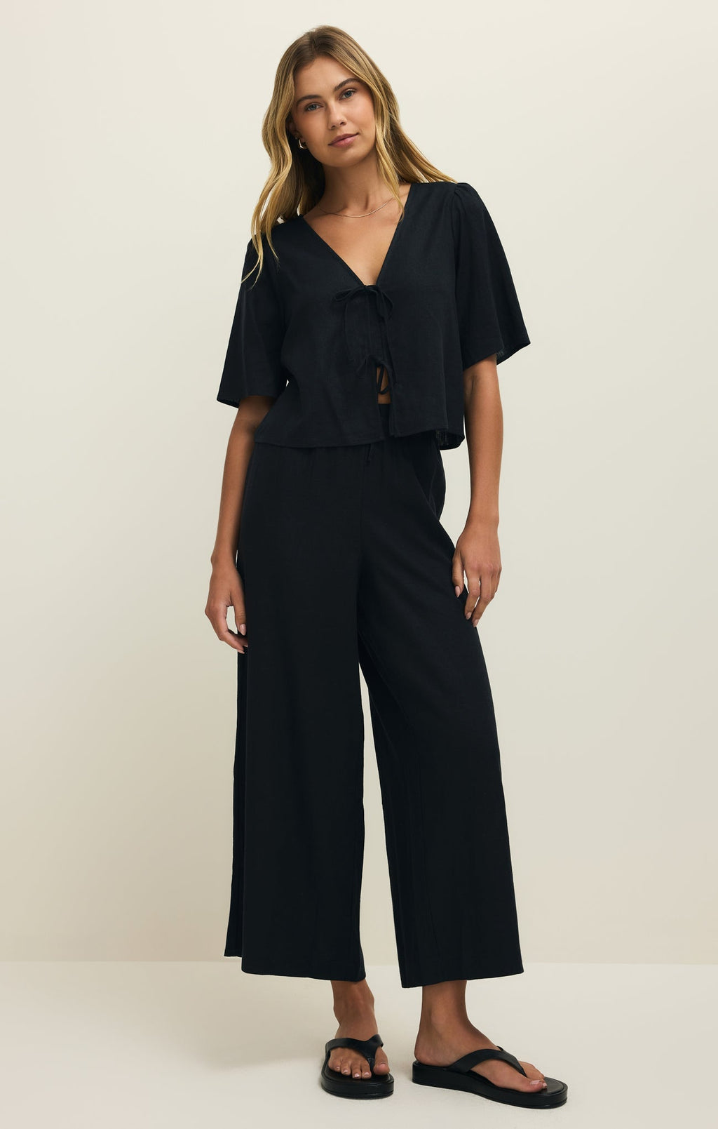 La Belle Linen Cropped Top