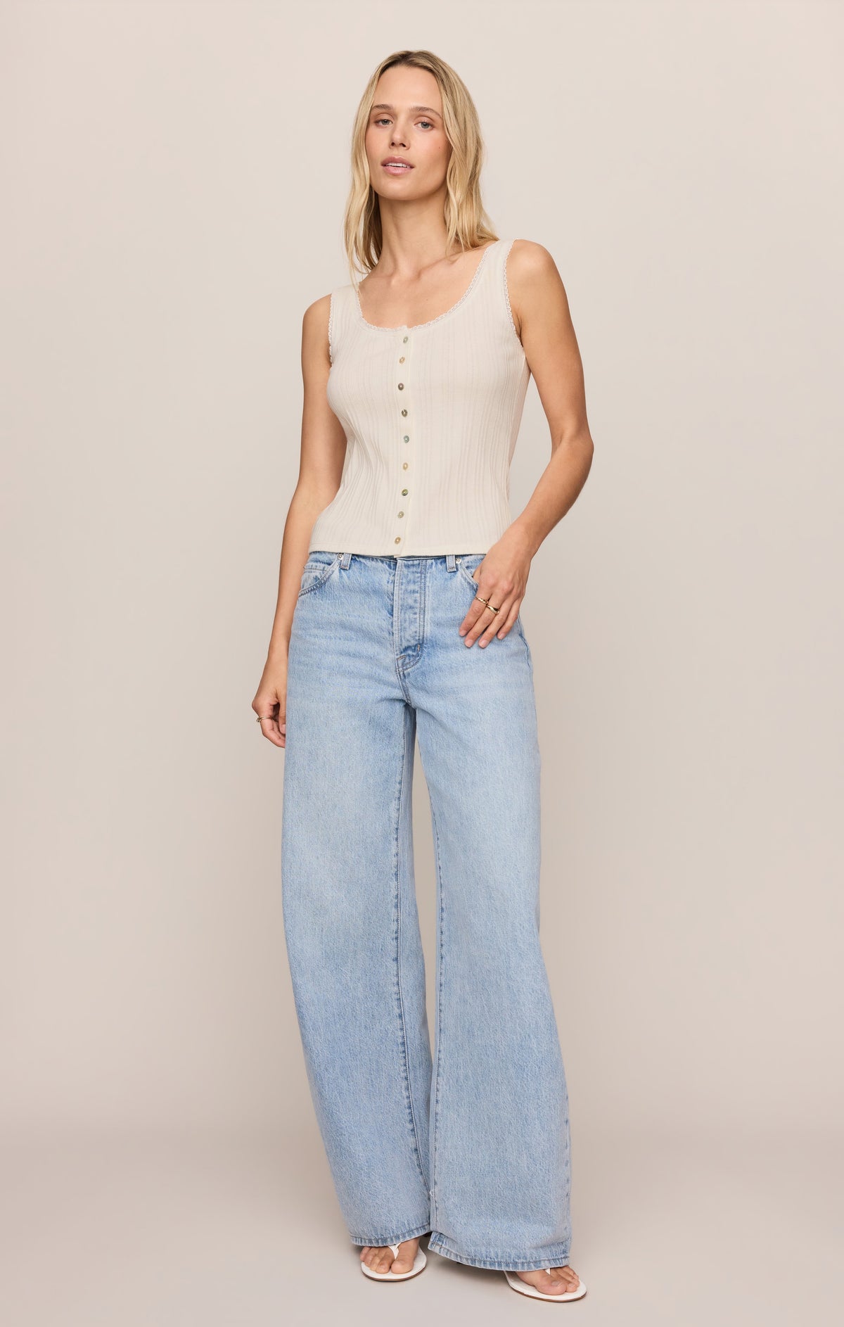 Lainey Pointelle Button Front Tank