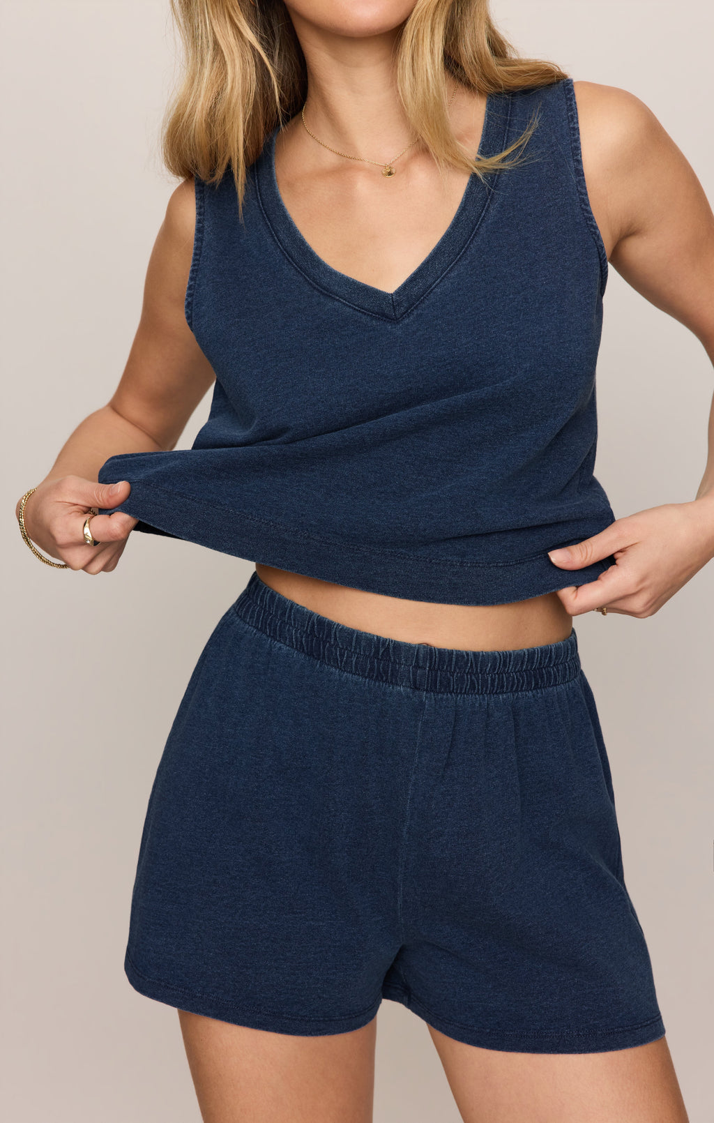 Sloane V-Neck Jersey Denim Tank