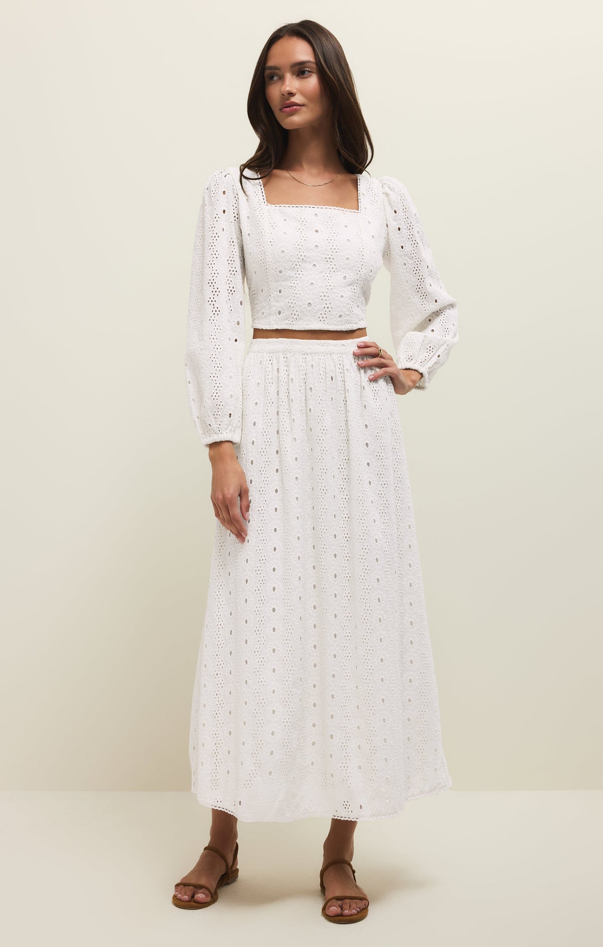 Bria Eyelet Midi Skirt