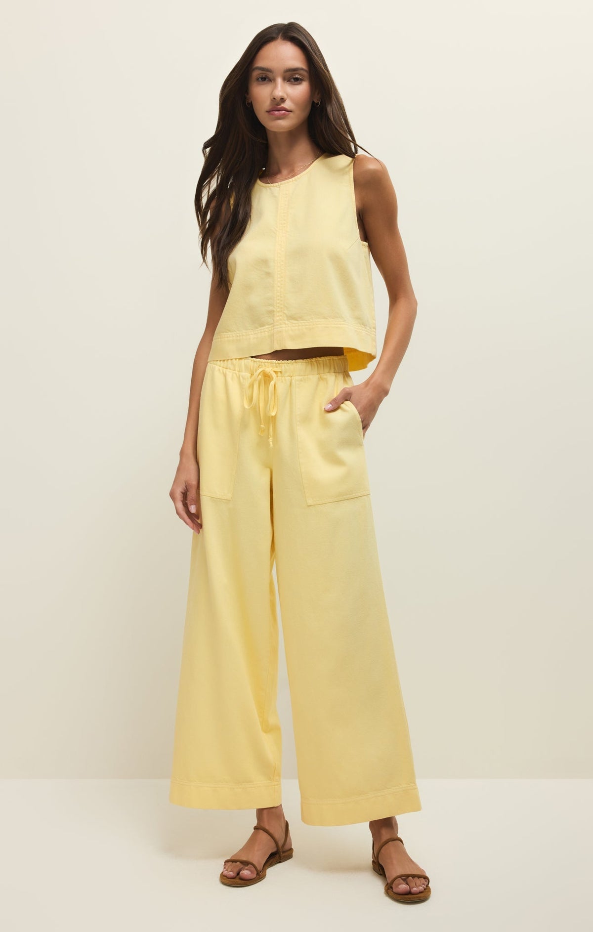 Sun Seeker Twill Cropped Tank