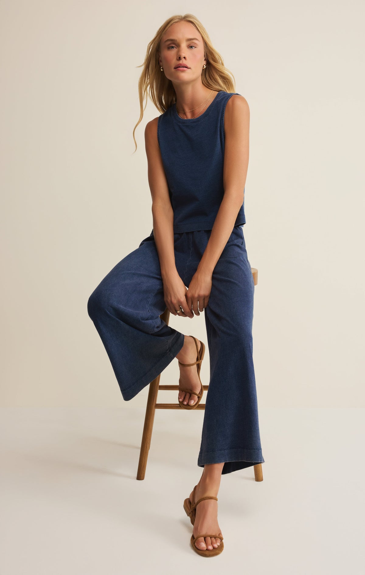 Sloane Jersey Denim Muscle Tank
