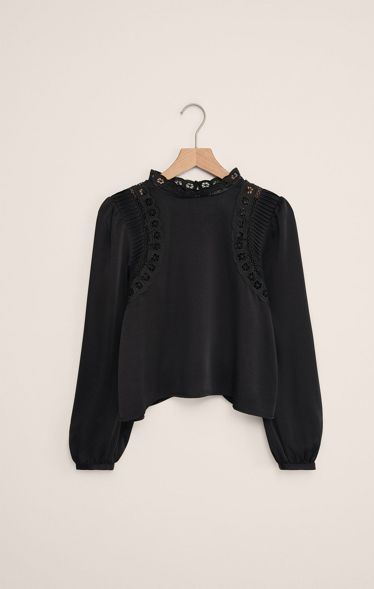Silvana Mock Neck Embroidered Top
