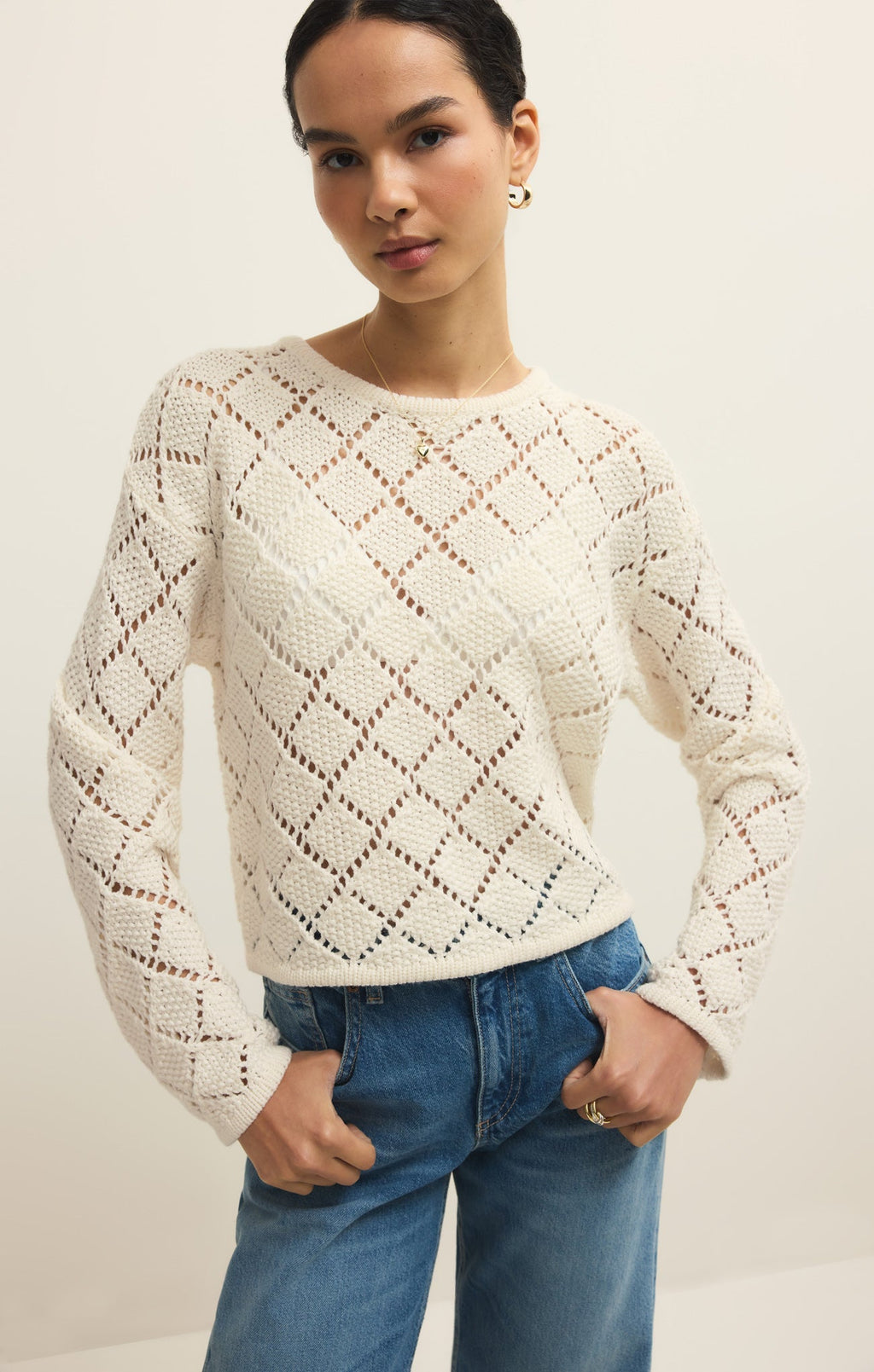 Hullen Diamond Crochet Sweater