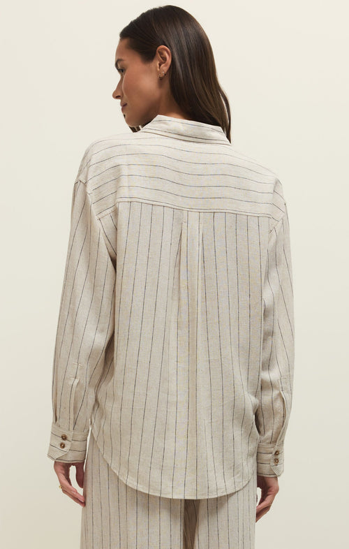 Alfie Striped Linen Button Up